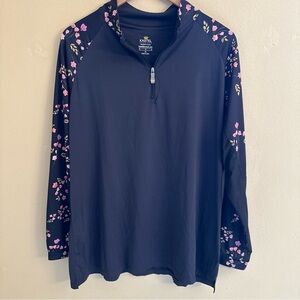 Kastel Denmark Long Sleeve Sun Shirt 1X Outdoor Protection Floral Black 💕🖤